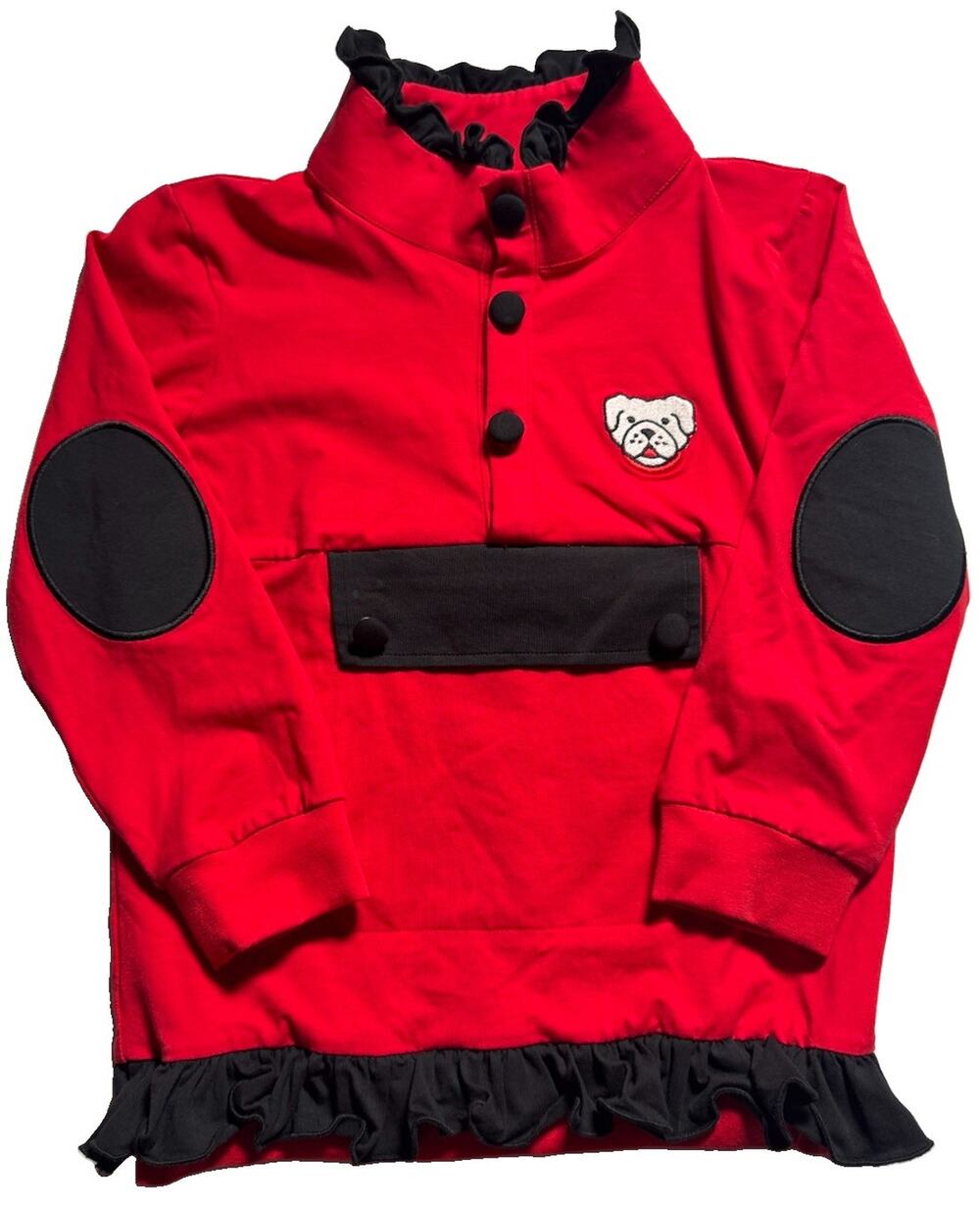 Little Bear Smocks Girls Size 5 Red Black Bulldog Ruffle Pullover